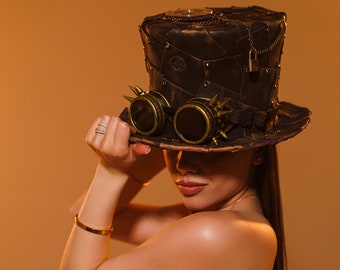 Black & Brown Steampunk Hat With Veil: Halloween Party  display picture 1