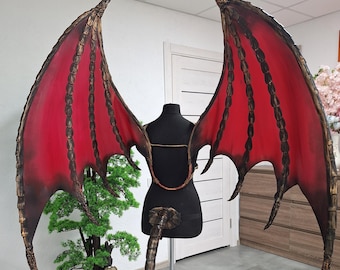 Mizora Dragon Wings and Tail Set Demon Wings Cosplay Fantasy Costume Gothic Festival Outfit Handmade Photo Props