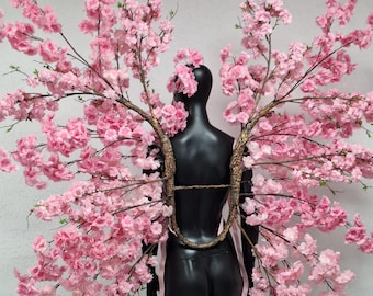 Cherry Blossom Wings, Sakura Flower Wings, Large Fairy Wings, Floral Angel Wings, Photoshoot Props, Festival Costume Wings