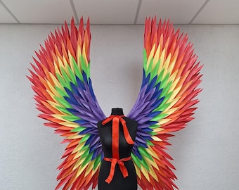 Extra Large Rainbow Wings Costume - Photo Shoot Prop for Women - Colorful Bird Costume Wings - Rainbow Angel Wings for Photoshoot