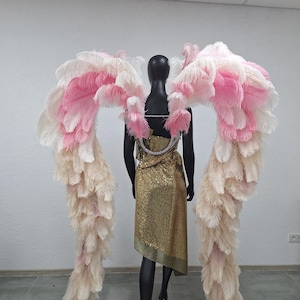 Large Wing made of Ostrich Feathers, Handmade Wings in the style of Victorias Secret Costume, Photoshoot props wings, Angel Wings for Adults