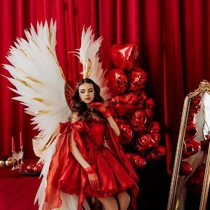 Elegant Angel Wings Cosplay, Christmas, Stage or Fantasy Costume-White and Gold Wings for Stage performance or Themed Photoshoot