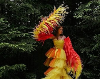 Phoenix Wings Adult, Colored Angel Wings, Phoenix Costume Cosplay, Fire Bird Wings for Arms, Fire Bird Costume Wings, Phoenix Cosplay