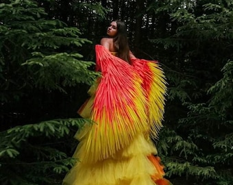 Extra Large Retractable Phoenix Wings Costume, Exclusive Angel Wings For Photo Shoot, Custom Size And Color Available To Order