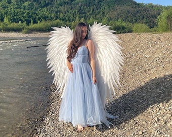 Large White Angel Wings for Photoshoot - Handmade Foam wings for Cosplay - Lightweight White Angel Wings Costume for Adults & Kids
