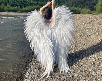 Fluffy white angel wings for women's photo shoot, Victoria secret wings, Large angel wings costume for party