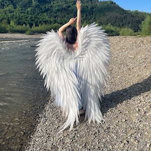 Fluffy white angel wings for women's photo shoot, Victoria secret wings, Large angel wings costume for party