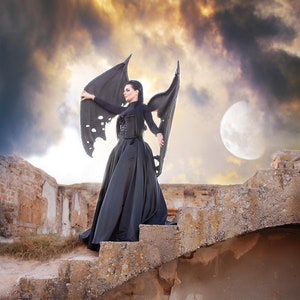 Black Cosplay Wings Costume, Bat Wings Costume, Demon Wings Cosplay, Black Angel Wings, cosplay dragon wings for adults, Bat wings with cuts
