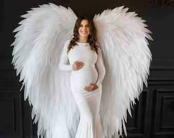 Large Angel Wings Costume – Handmade Isolon Wings for Photoshoot, Cosplay, Wedding, Maternity, Events | White angel wings posable