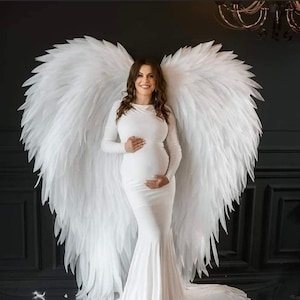 Angel White Wings | Elegant Fluffy Wings for Bridal Costume Fun | Large Angel Wings Costume for Adult | Stunning Big Angel Wings for Cosplay