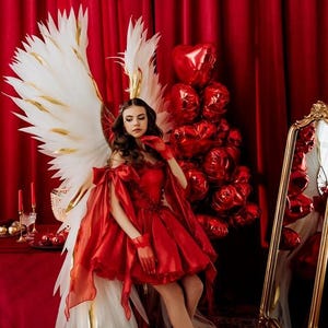 Elegant Angel Wings Cosplay, Christmas, Stage or Fantasy Costume-White and Gold Wings for Stage performance or Themed Photoshoot