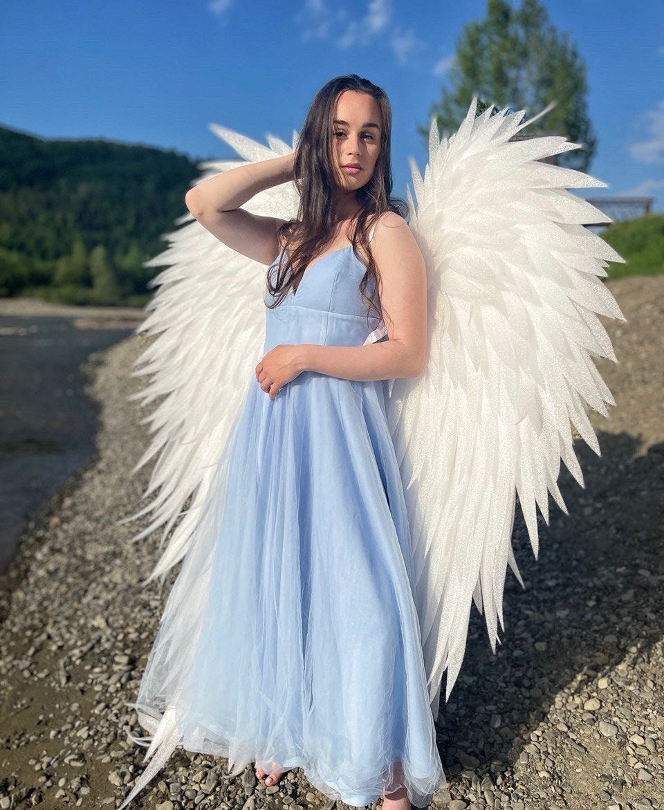 Treatürself angel wings long dress White Underwraps White Full Length Angel Wings, Adult Costume