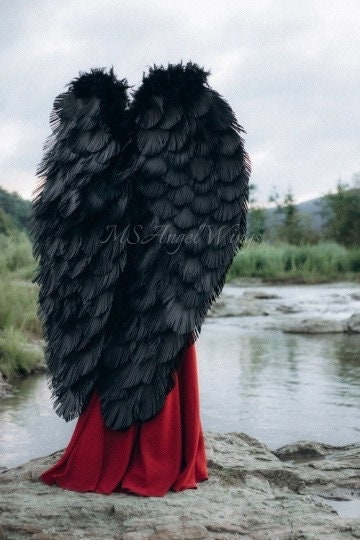 Big Black Angel Wings | Black Wings Adult | Handmade Wings