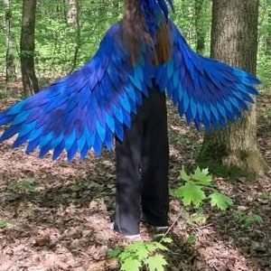 Blue and Light Blue Parrot Costume Wings Colorful Movable Angel Wings ...