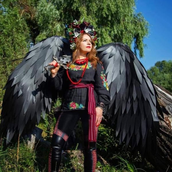 Black Wings Cosplay for Photo shoot | Black Angel Wings Costume | Big Black Wings | Black Demon Wings Adult Size