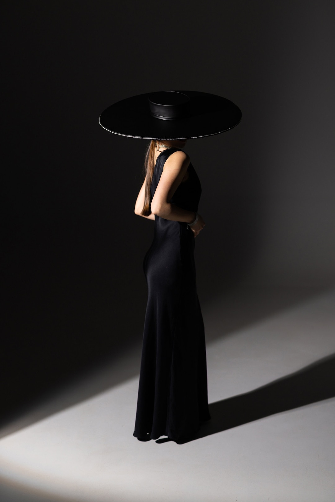 Black Hat Women, Black Wide Brim Hat, Large Black Hat Dance, High ...