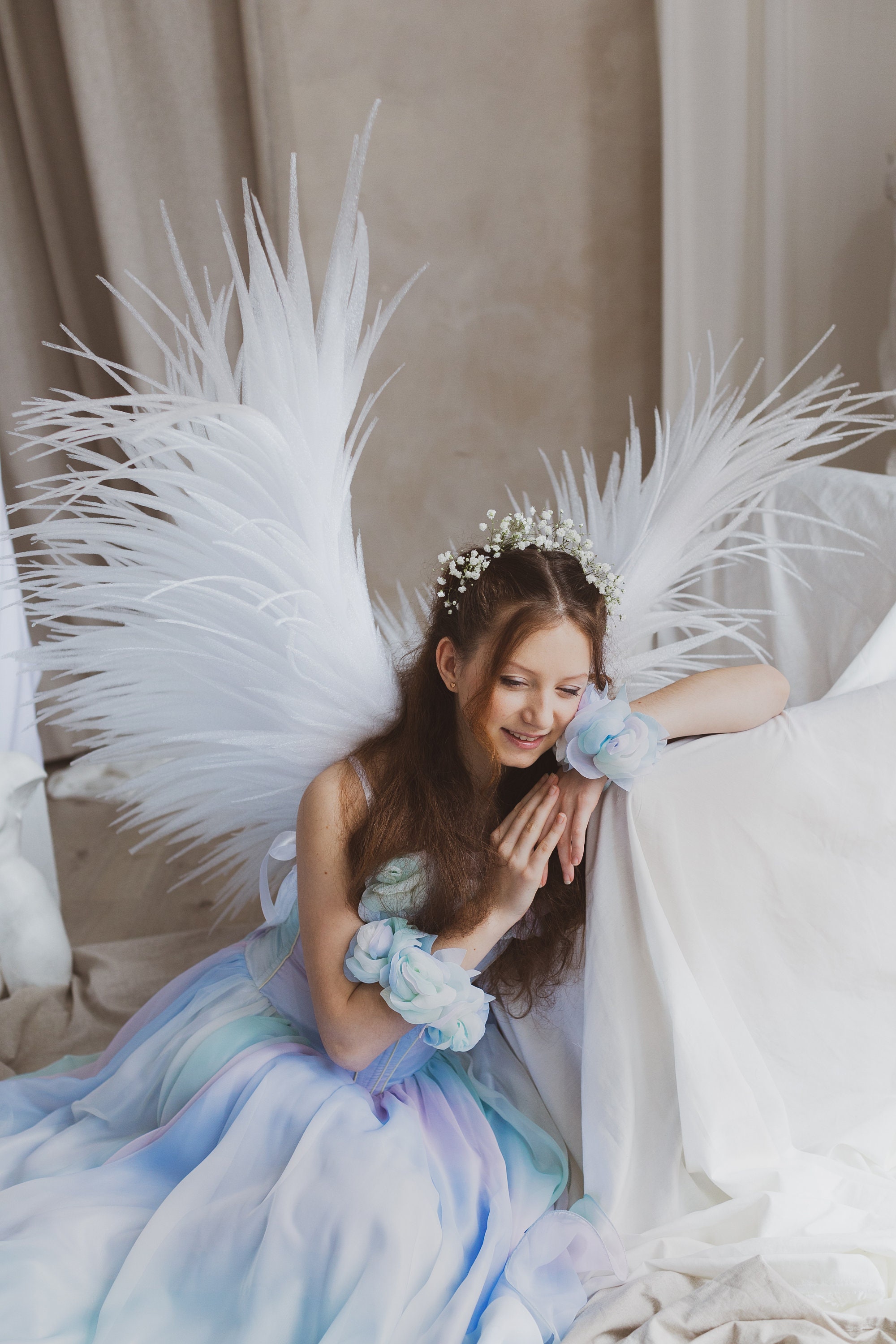 Treat Ürself angel wings mini dress Treatürself angel wings long dress White treat urself angel