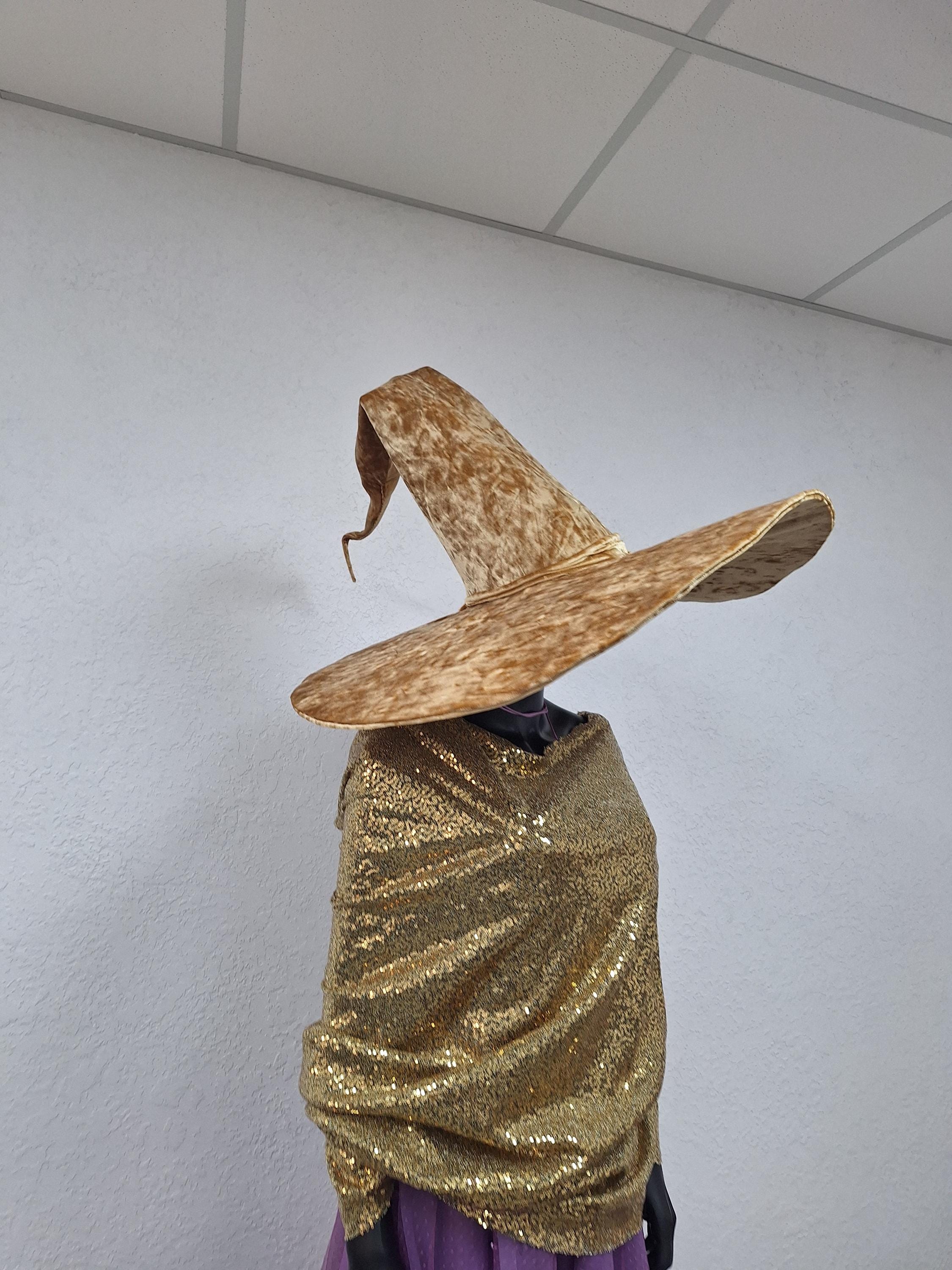 Beige Extra Large Witch Hat for Halloween, Large Brim Witch  display picture 2
