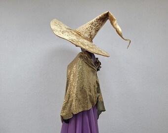Neutral Beige Witch Hat with Cream Floral Trim Cream Witch Hat - Etsy main image 4