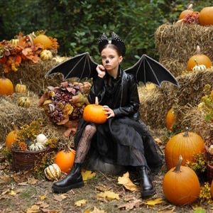 Disfraz de alas de murciélago negras / Alas de murciélago pequeñas para sesión de fotos de Halloween / Alas de ángel oscuro / Cosplay de alas de dragón negras / Alas de murciélago para usar