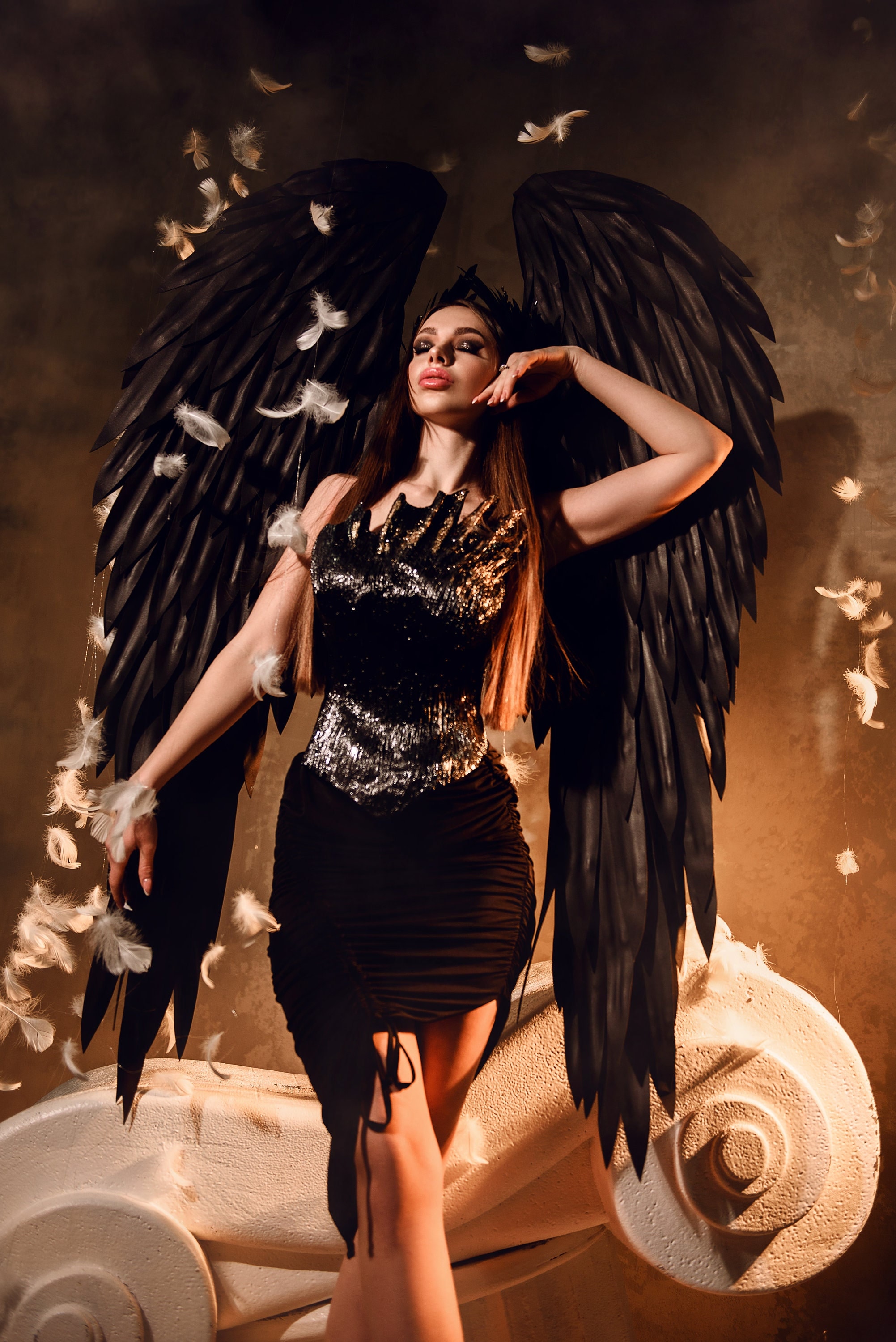 Large Black Angel Wings for Photo Shoot Halloween, Black