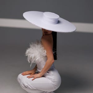 Maternity Shoot Hat White | Fashion hats for women | White wide brim hat | Costume hats and headpieces | White hat with floor length fringe