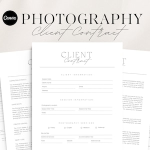 Photography Client Contract Template: Editable Canva Forms (Digital Download)