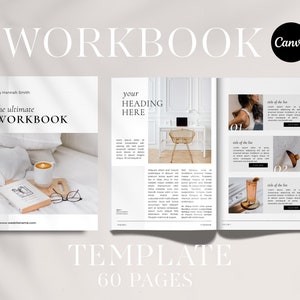 Editable Workbook Template: 60 Page Course Ebook (Canva Digital Download)
