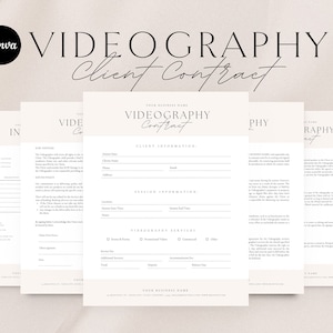 Videography Contract Template | Photography Forms | Contract for Videographers | Contract Template | Canva Template