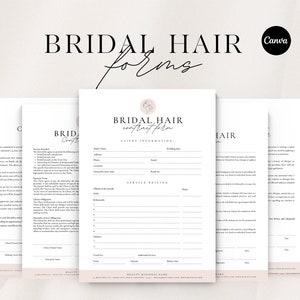 Editable Bridal Hair Contract Template: Hairstylist Form (CANVA)