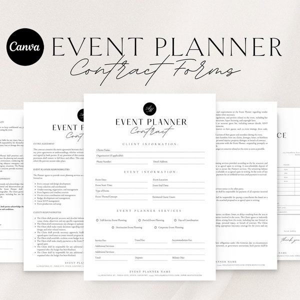 Event Planner Contract Template: Client Forms (Canva Template)