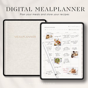 Wekelijkse maaltijdplanner, digitale maaltijdplanner, GoodNotes iPad planner, maaltijdvoorbereiding, maaltijdplansjabloon, boodschappenlijst, keukeninventaris