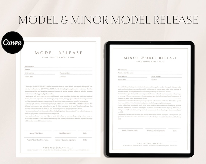 Editable Photo Print Release Form Template for Photographers, Print ...