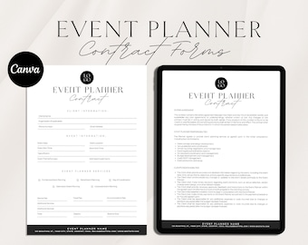 Event Planner Contract Template | Event Planner Client Forms | Wedding Planning Contract | Event Planner Agreement | Canva Template