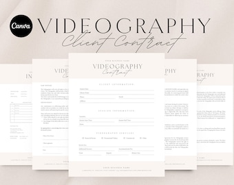 Videography Contract Template | Photography Forms | Contract for Videographers | Contract Template | Canva Template