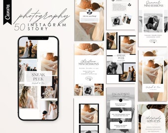 Sjablonen voor Instagram-verhaal bruiloftsfotografie: Canva sociale media (digitale download)