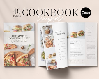 Cookbook Template  | Recipe Book Template | Editable Recipe ebook | Canva Workbook Templates | Meal Planner