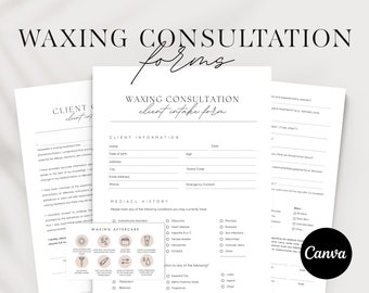 Waxing Treatment Forms | Printable Waxing Consent Forms | Editable Esthetician Templates  | Consultation Form | Canva Template