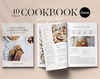 Cookbook Template  | Editable Recipe Book Template | Printable Recipe ebook | Canva Templates