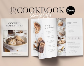 Cookbook Template  | Editable Recipe Book Template | Printable Recipe ebook | Canva Templates