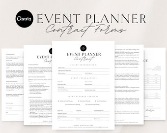 Event Planner Contract Template | Event Planner Client Forms | Wedding Planning Contract | Event Planner Agreement | Canva Template