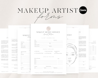 Modèle de contrat de maquilleur | Accord de contrat de maquillage | Contrat de maquillage de mariée | Contrat MUA | Ensemble de formulaires de service de maquillage | CANVA