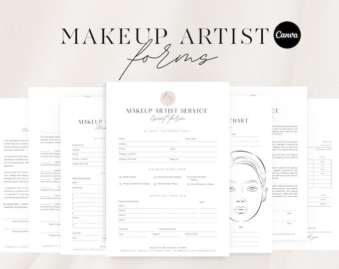 Editable and Printable Makeup Consent Form, Makeup Consultation Form ...