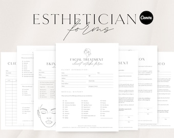 Facial Treatment Forms |  Editable Esthetician Templates | Printable Skincare Consent Forms | Facial Consultation Form | Beauty Salon Forms