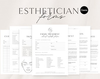 Facial Treatment Forms |  Editable Esthetician Templates | Printable Skincare Consent Forms | Facial Consultation Form | Beauty Salon Forms