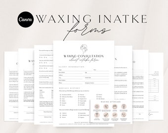 Waxing Treatment Forms | Printable Waxing Consent Forms | Editable Esthetician Templates  | Consultation Form | Canva Template