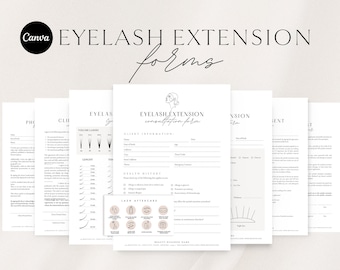 Editable Eyelash Extension Forms: Lash Consent & Aftercare (Canva Template)