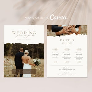 Wedding Photography Pricing Template | Wedding Pricing Guide List | Photographer Price Guide | Canva Template