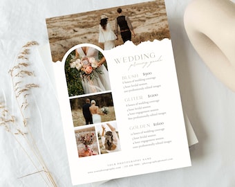 Plantilla de guía de precios para fotografía de bodas: Canva editable (descarga digital)