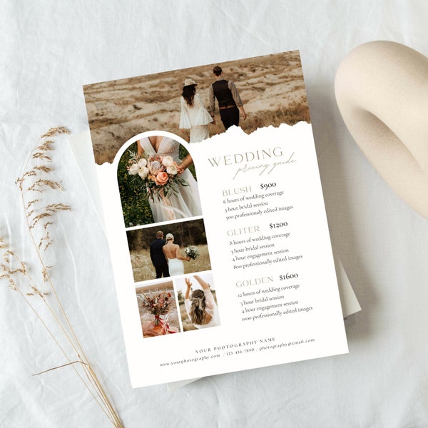 Wedding Photography Pricing Template | Wedding Pricing Guide List | Photographer Price Guide | Canva Template